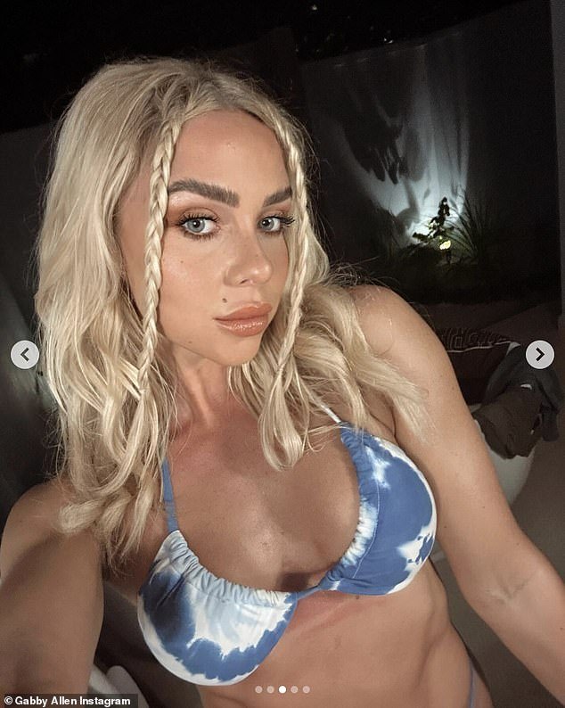 Delicious!  Gabby Allen sent temperatures soaring on Saturday when she took to Instagram to share a variety of bikini-clad snaps