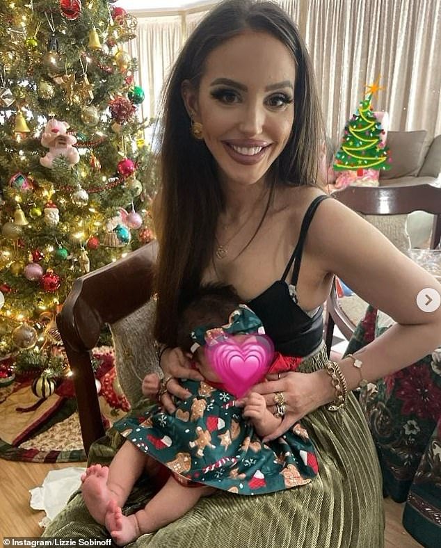 Former Married At First Sight star Elizabeth Sobinoff celebrated her first Christmas as a mother on Monday