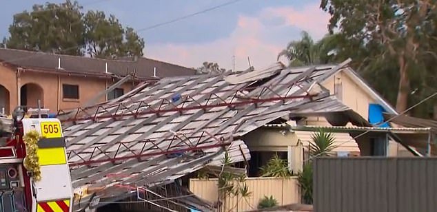 A roof was blown off a house on the NSW Central Coast on Saturday afternoon after high winds tore the roof off a factory