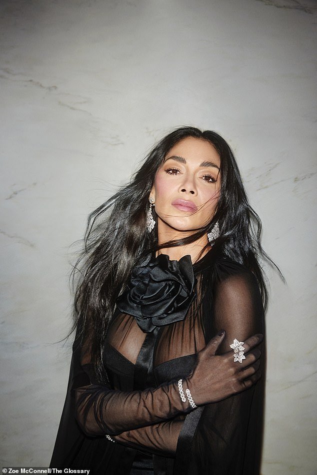 Nicole Scherzinger, 45, stunned in a sheer top before changing into a mesh dress during her latest cover shoot for The Glossary