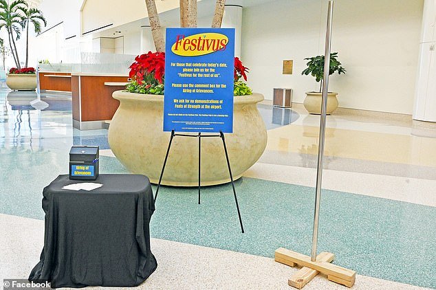 Orlando International Airport (MCO) honored those celebrating Festivus by handing out a pen and paper comment box for passengers to use during their travels