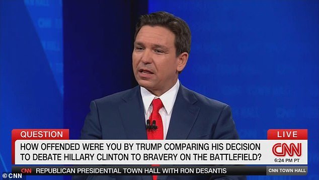 Florida Governor Ron DeSantis said it was 'insulting' that Donald Trump compared himself to US troops when discussing his 2016 victory over Hillary Clinton, even after the Access Hollywood tape was revealed