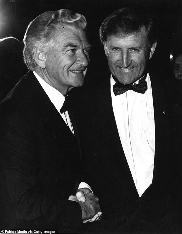 Former Minister for Sport, Recreation and Tourism John Brown (pictured right with Bob Hawke in 1990) made a startling claim about the late Prime Minister's relationship with his British counterpart, Margaret Thatcher