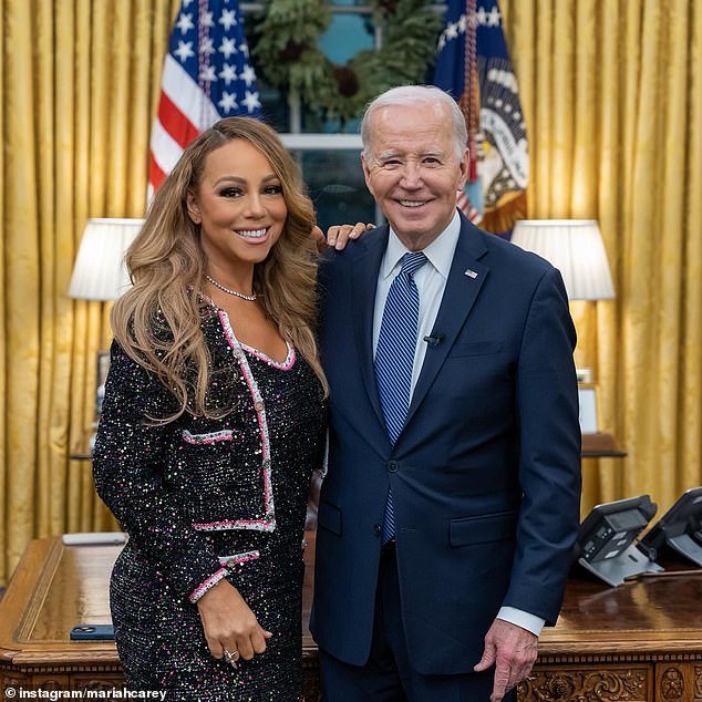 Mariah Carey is seen with President Joe Biden in a photo posted to her Instagram account on Wednesday