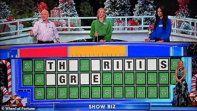 The British Ogre?  Wheel of Fortune contestant Gishma Tabari gave a special reaction to a three-way toss-up puzzle, earning the title of 'worst guess ever' on social media