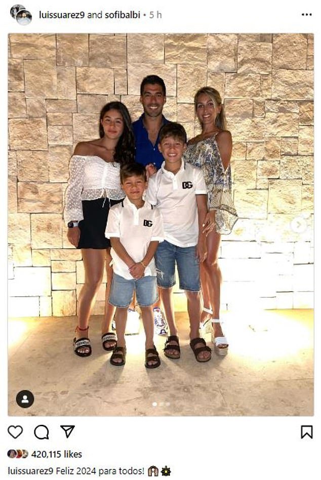 Messi's teammate at Inter Miami, Luis Suarez, also shared photos with his wife and three children