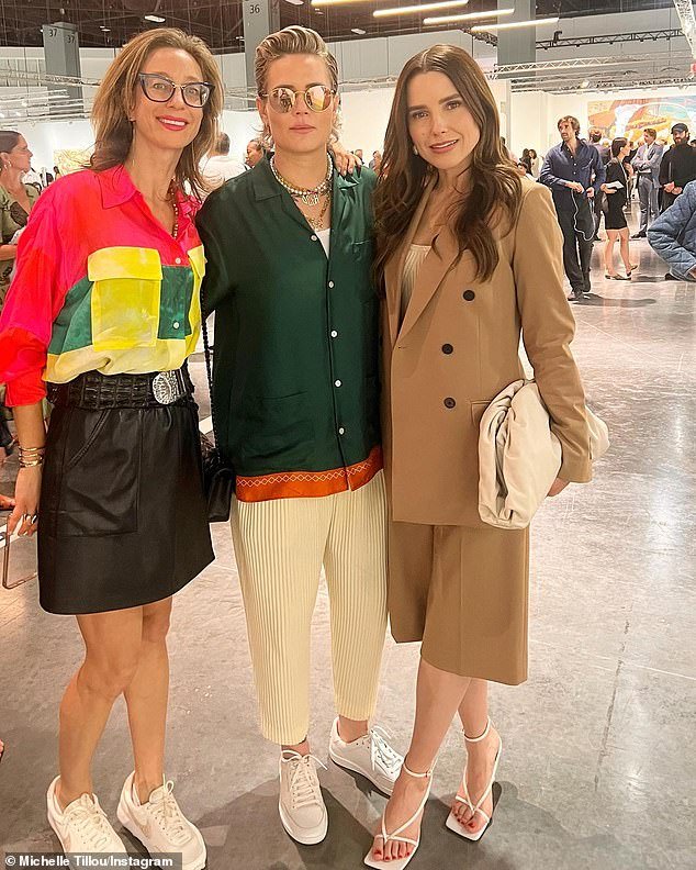 The Aunt Flow investor (R) and Harris (M) were last pictured together at an Art Basel event in Miami on December 7, along with art dealer Michelle Tillou (L)