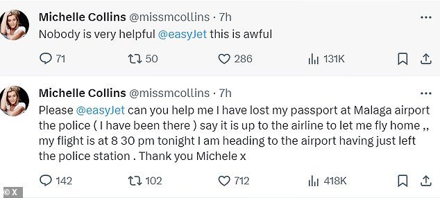 However, she later revealed that airline staff denied her access to the flight despite her attempts to speak to Easy Jet