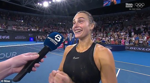 Things got very awkward when it became clear that Sabalenka, 25, had no idea who Law, 51, was.  'Can you show me it?  I feel so bad,” an embarrassed Sabalenka said, laughing