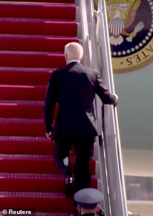 On March 19, he was caught tripping up the stairs while boarding Air Force One at Joint Base Andrews