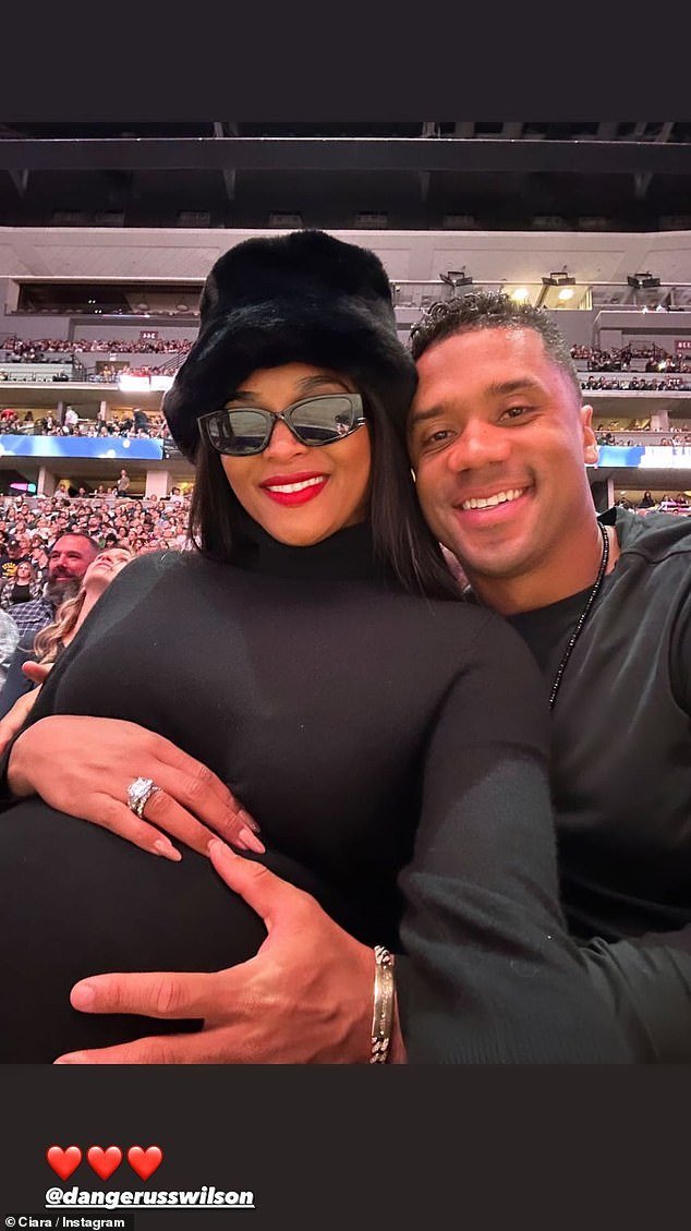 Ciara and Russell are pictured during her pregnancy with Amora