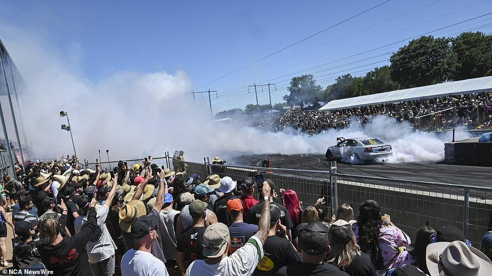 Thousands cheered as drivers performed burnouts and skids on the Summernats track