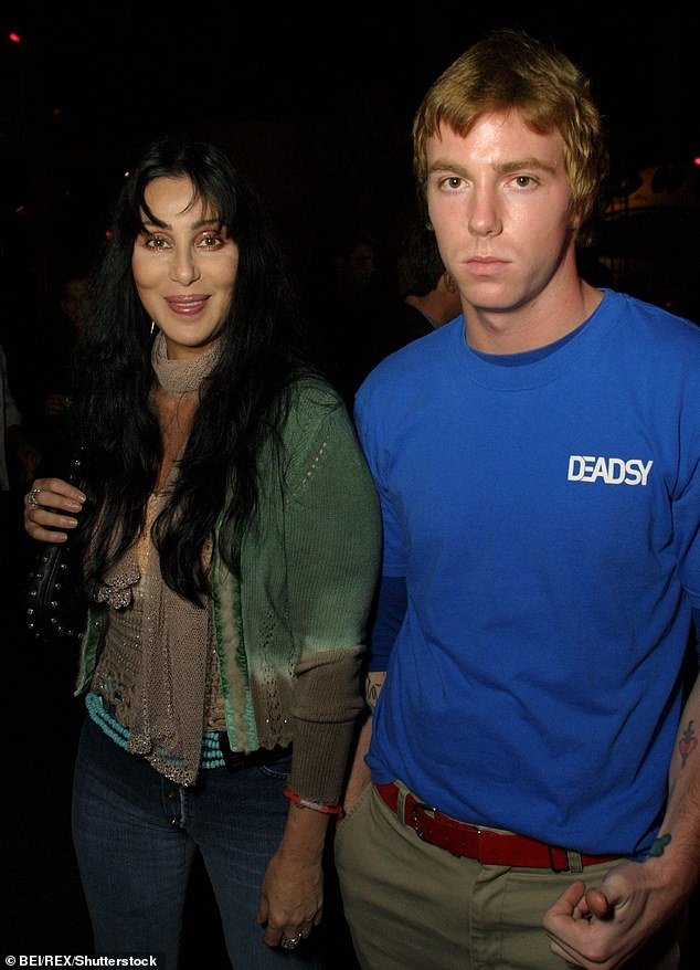 Cher battles Allman's wife, who claims she had to risk her life to rescue him from a dodgy rehab center in Mexico;  the mother and son pictured in 2001