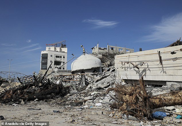 A view of damaged buildings while the historic buildings such as mosques, churches, baths and bazaars are damaged or destroyed by Israeli attacks in Gaza City, Gaza on January 6, 2024