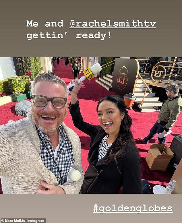 Once he got to the location, he also shared another image as he stood on the red carpet and crossed paths with TV host and actress Rachel Smith.  “Me and @rachelsmithtv getting ready!  #GoldenGlobes'
