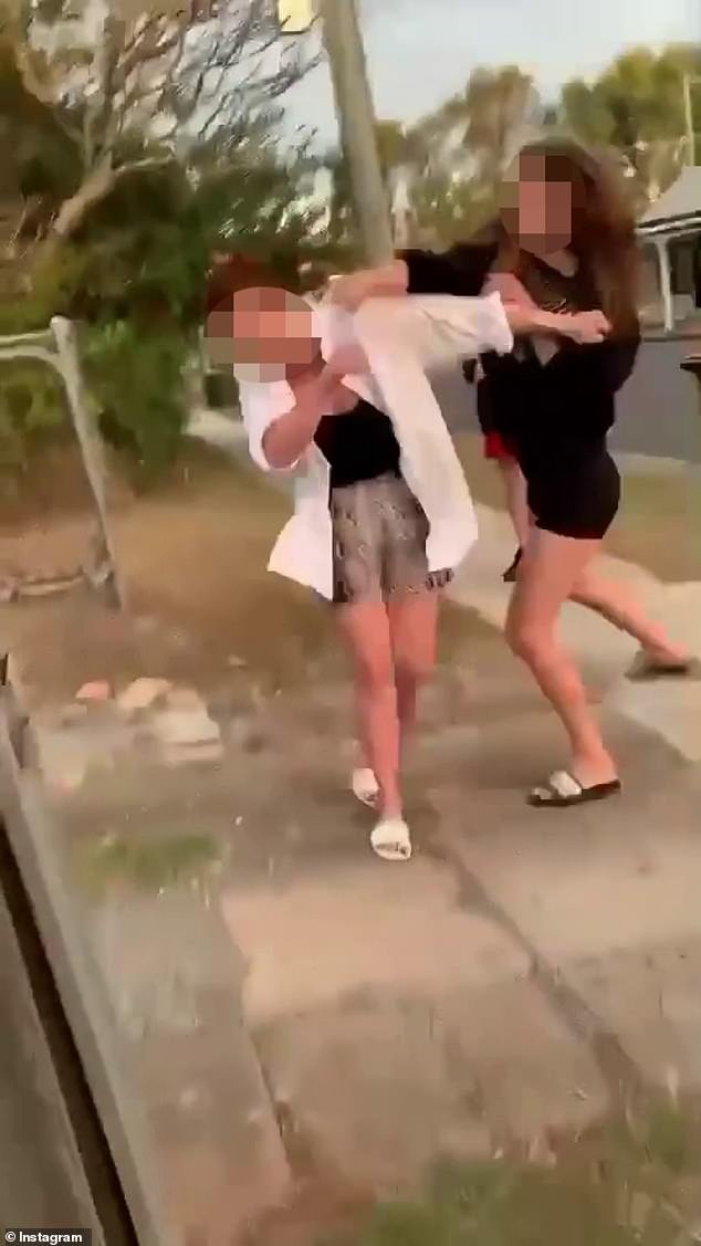 The account posts uncensored images and videos of teenagers attacking locals (pictured), fleeing police in supposedly stolen vehicles, and stealing from stores