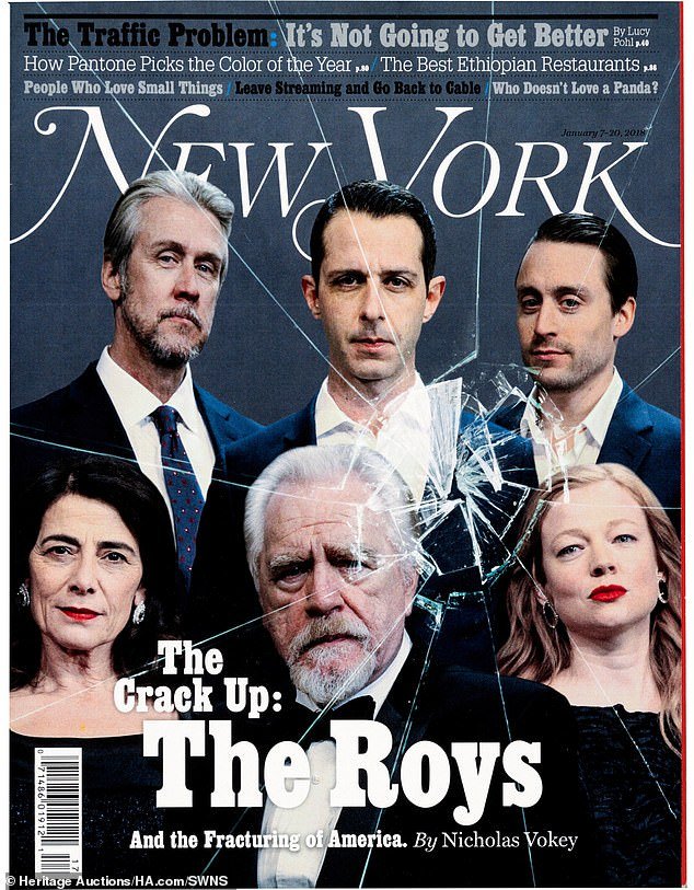 Other items include a mock New York magazine cover featuring the Roy family