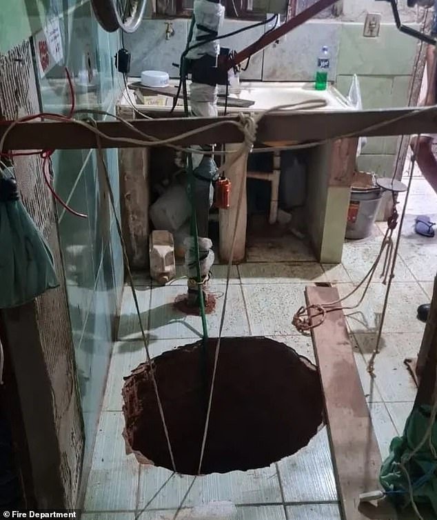 Joao Pimenta da Silva, 71, plunged into the shaft he dug after losing his balance on a rocking chair at his home in Brazil