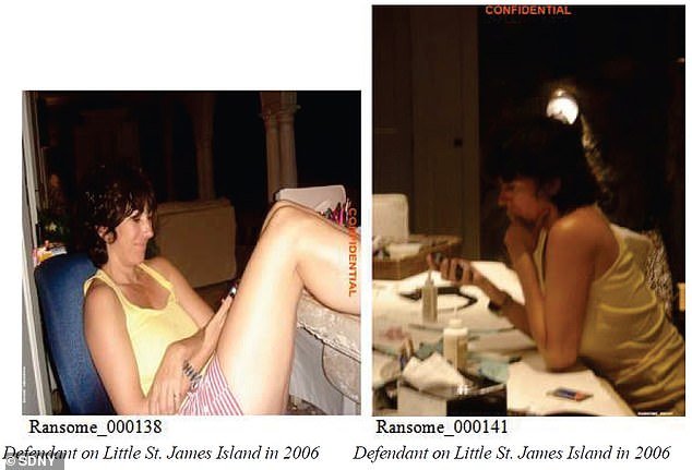 Ghislaine Maxwell is seen in two photos on Epstein's island in 2006