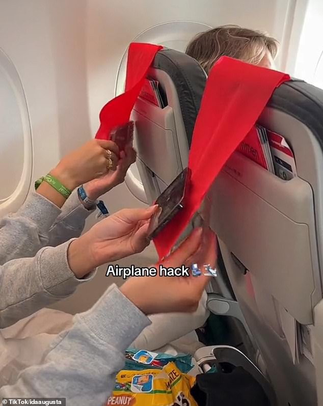 Ida and her travel partner then removed their cell phone cases, sandwiched the fabric between the cases and their devices, and snapped them back into place