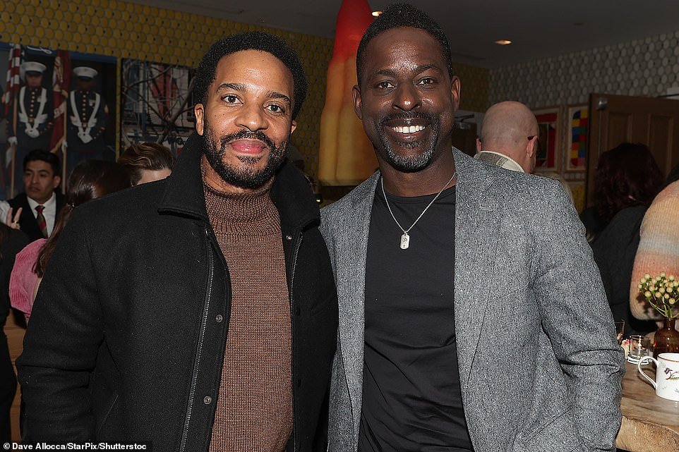 The This Is Us alum - nominated for a Critics Choice Movie Award and an Independent Spirit Award - posed with Bones and All actor André Holland (L) during the film festivities