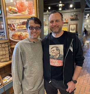 Shkreli, 39, celebrates his release from prison at a Cracker Barrel restaurant on the day of his release