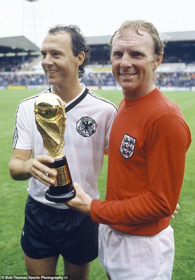 Beckenbauer won the World Cup for West Germany as a player, in 1974, and as a manager in 1990 (pictured with Bobby Moore in 1985)