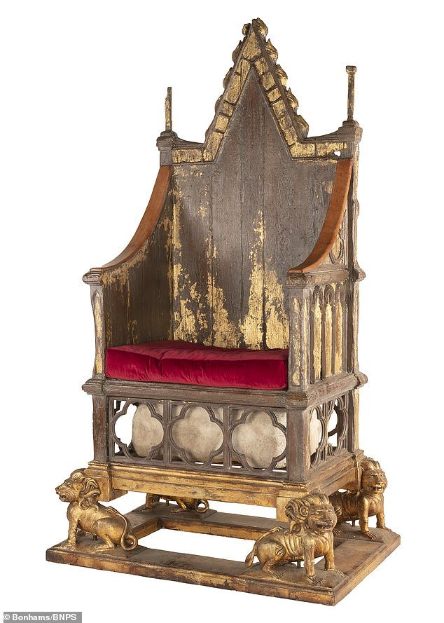 A replica of the coronation chair of Westminster Abbey