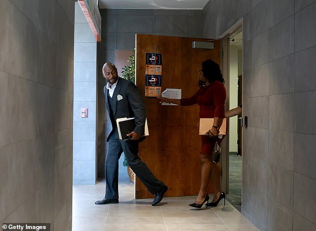 Special Prosecutor Nathan Wade leaves Fulton County District Attorney Fani Willis' office at the Fulton County Government Building in Atlanta, Georgia on August 23, 2023.  He is accused by a co-suspect of Trump of having a personal relationship with Willis