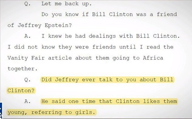 According to court documents, an Epstein accuser was asked, 