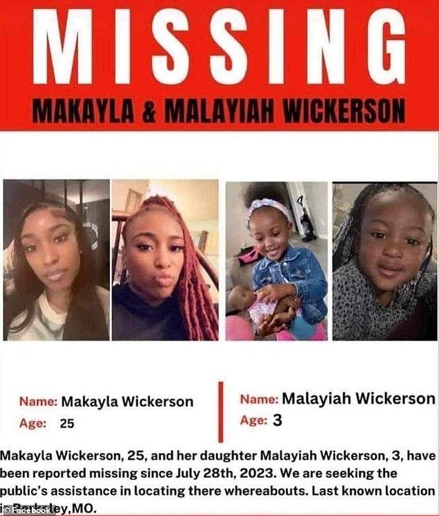 Makayla Wickerson, 25, and her three-year-old daughter Malayiah are among those who disappeared after joining the University of Cosmic Intelligence