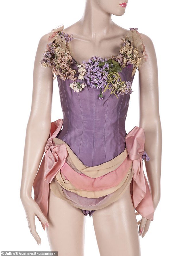 Also for sale at the auction is a lavender satin leotard that Monroe wore in an image for the December 22, 1958 issue of LIFE magazine, in which Monroe paid tribute to the late actress Lillian Russell