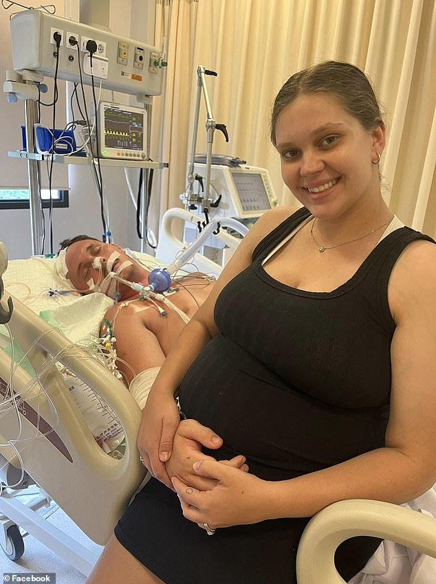 The young father will tragically never meet his second child with Mrs Malligan (pictured), who is 33 weeks pregnant and expected to give birth sometime in February
