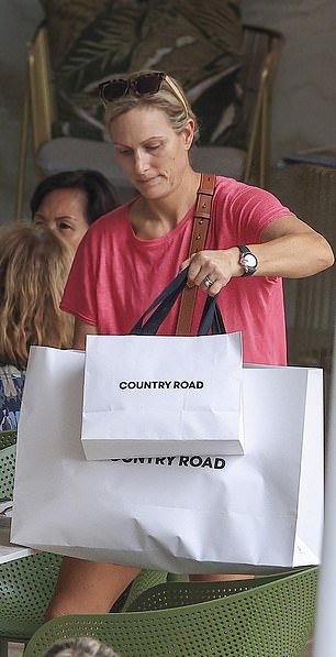 Pictured: Zara Tindall with two Country Road bags