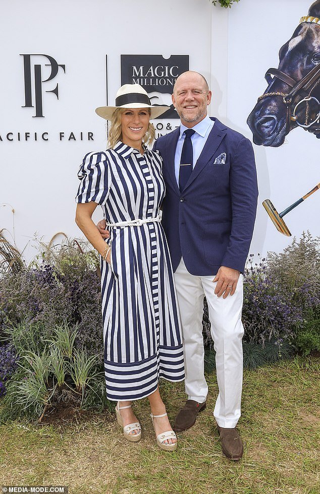 Zara and Mike Tindall are back in Australia for the Magic Millions on Queensland's Gold Coast.  Both shown