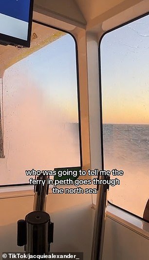 The ride was so rough that water splashed against the windows as the boat plunged into the waves