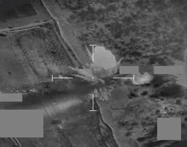 Images taken of an RAF Typhoon PoOD over Yemen, showing a targeted attack