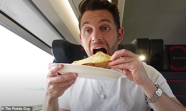 During the journey, Nicky took herself to the dining car and treated herself to a train picnic: a croque monsieur, yoghurt, biscuit and coffee, which raised about £15.  But he expected better hospitality for the price of his ticket