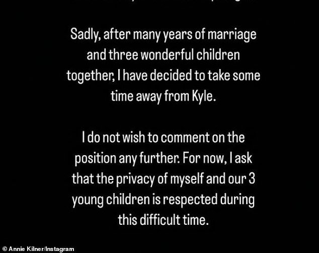 Annie announced her divorce from footballer husband Kyle earlier this week after two years of marriage