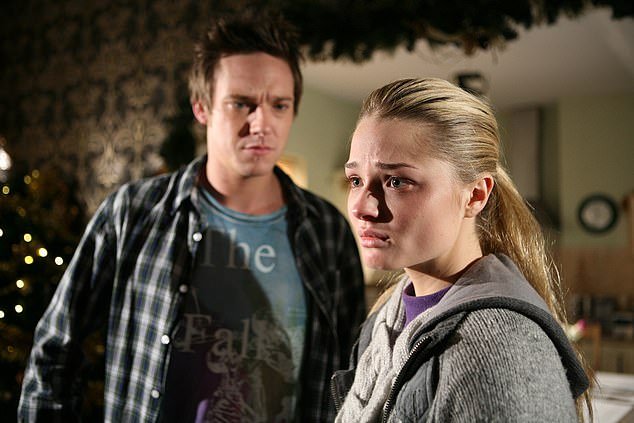 The actress, 34, was last seen in 2010, although she announced her departure in 2008 and was originally set to leave in 2009 (pictured with on-screen brother Rhys in 2009)