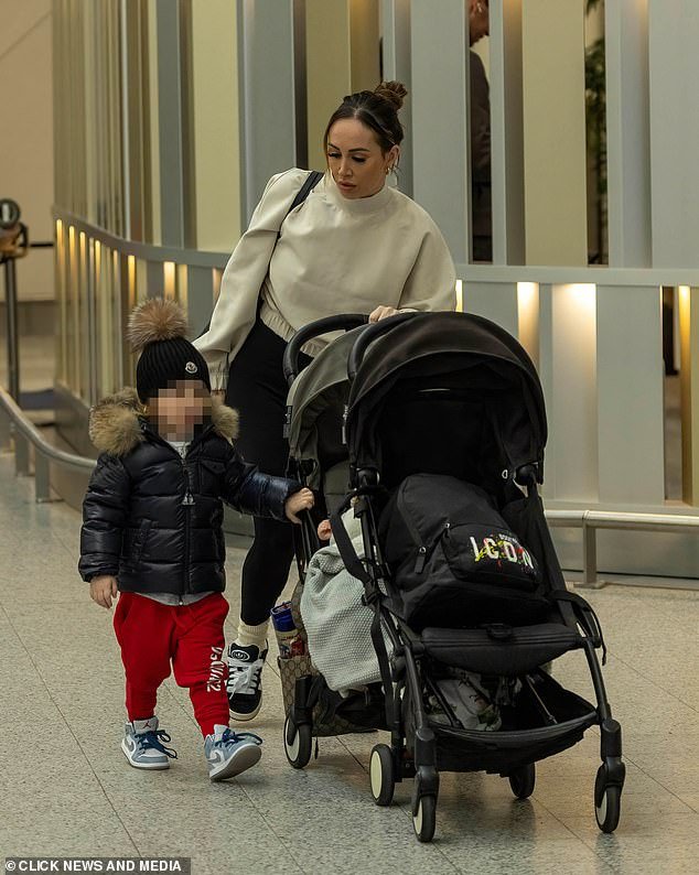 Lauryn (pictured) has flown out of the country with their two children after it emerged that Kyle is the father of her five-month-old daughter