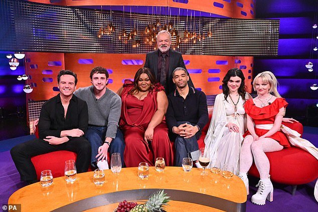 Da'Vine was joined on the BBC chat show by actors Andrew Scott, Paul Mescal and Kingsley Ben-Adir, as well as rock band The Last Dinner Party