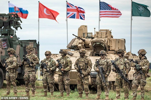 U.S. soldiers assigned to the 1st Battalion, 9th Cavalry Regiment, 2nd Armored Brigade Combat Team, 1st Cavalry Division participate in the distinguished visitors day as part of Griffin Shock 23, held in Bemowo Piskie, Poland, in May 2023