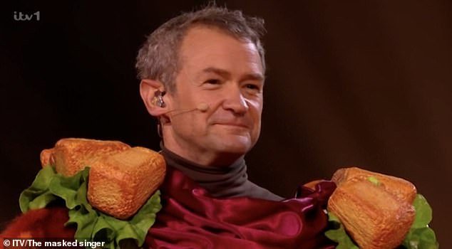 Alexander Armstrong admitted he was happy to appear 'dressed as a dick' on prime time television when he appeared on The Masked Singer UK earlier this month (pictured)