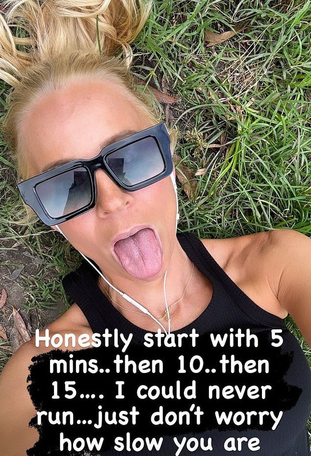 The Hit FM drive-time star shared in her stories on Sunday a video and a photo gallery of her training routine: running and swimming