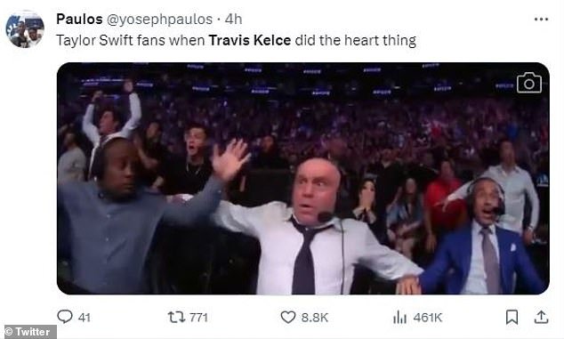 One fan shared a photo of sports reporters to compare to 'Taylor Swift fans when Travis Kelce did the heart'