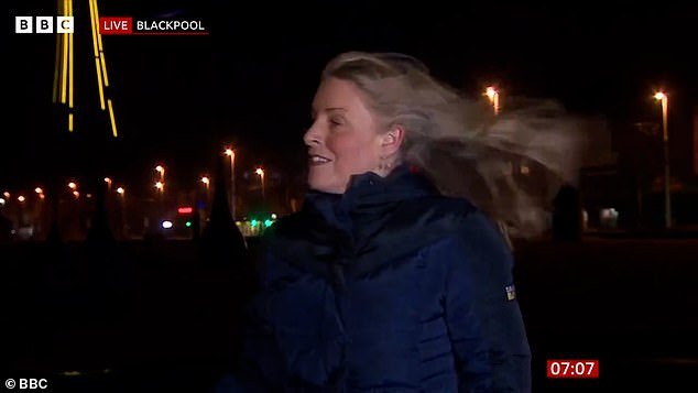Sharon Barbour braved the gusty winds in Blackpool for BBC Breakfast