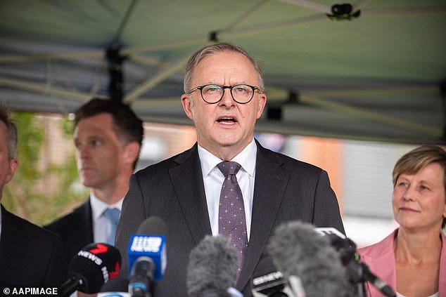 Labor is holding a party meeting in Canberra today to finalize new plans to tackle rising costs of living, but Prime Minister Anthony Albanese (pictured) rejected suggestions it was a crisis meeting
