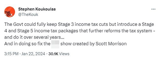 Stephen Koukoulas, former economic adviser to Julia Gillard when she was Prime Minister, proposed a radical way forward for taxation (pictured)