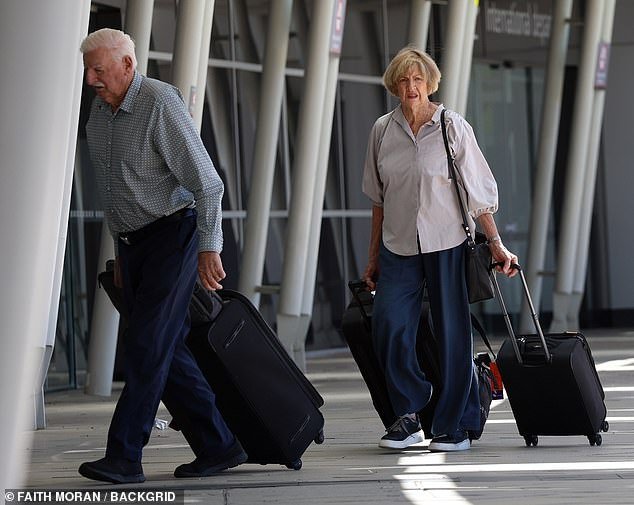Margaret Court appeared and left Perth with husband Barry on Monday, days after being branded a 'second-class citizen' by a newspaper columnist